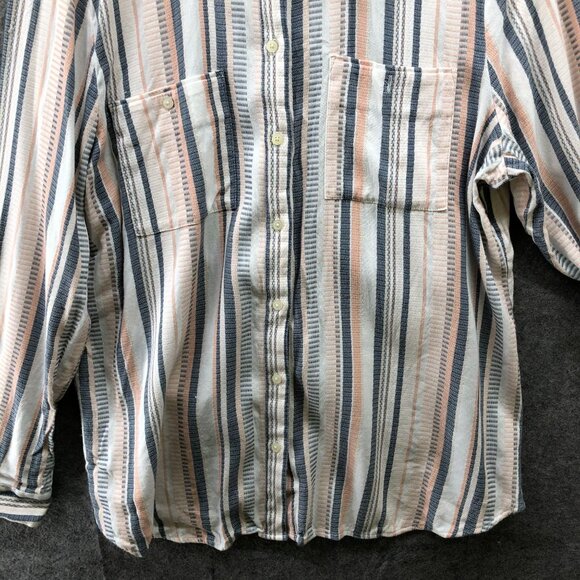 Loft Woven Button Down Shirt Womens XL Striped Multicolor Roll Tab Coastal - Picture 4 of 10